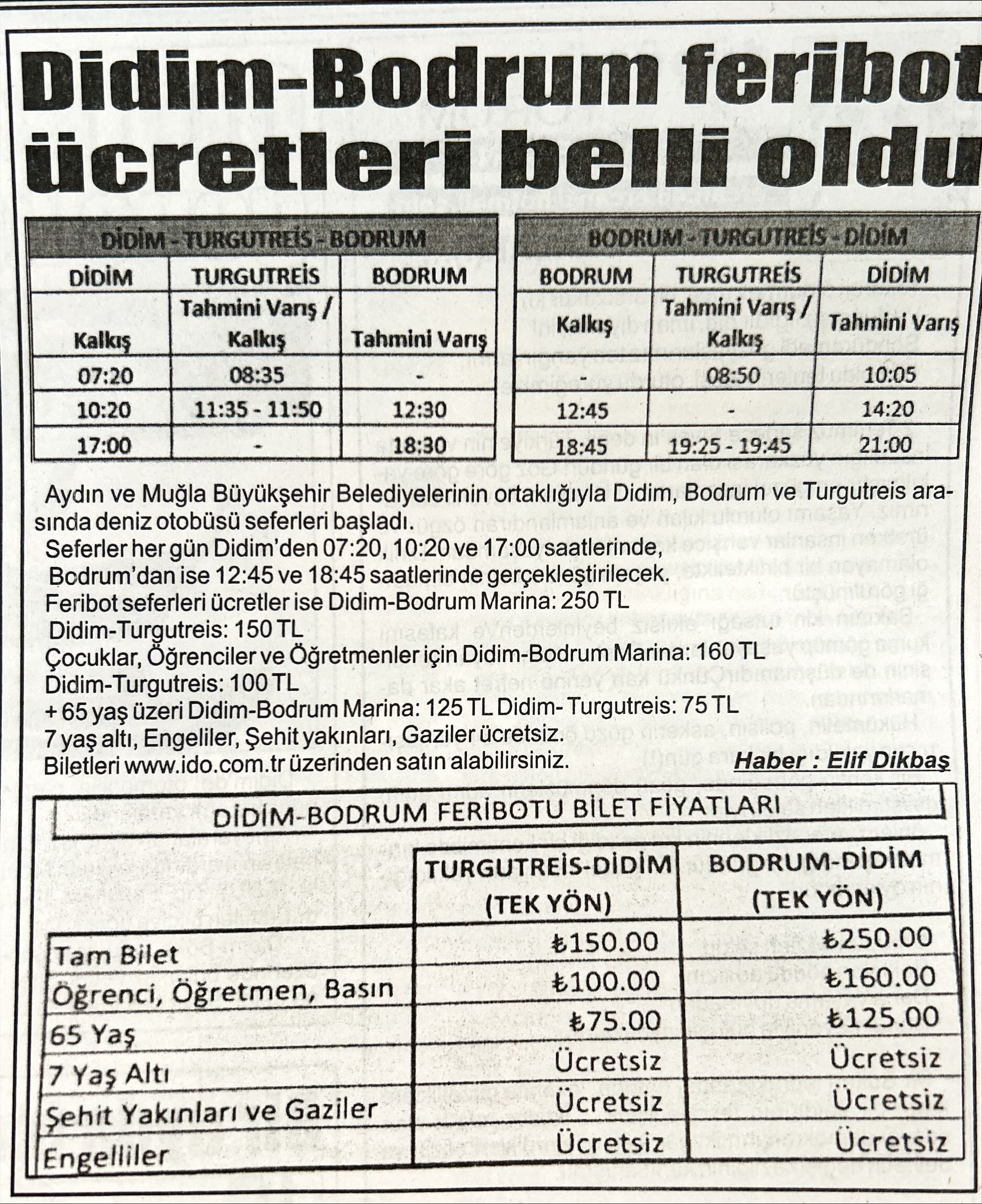 Didim-Bodrum Deniz Otobüsü Seferleri Başladı! İşte Detaylar